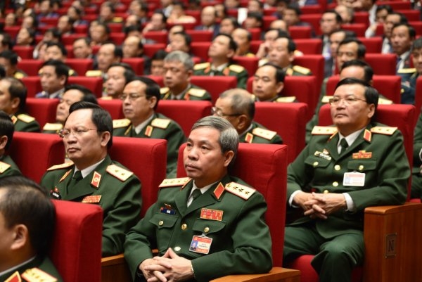 Đoàn đại biểu Đảng bộ Quân đội dự phiên khai mạc Đại hội.